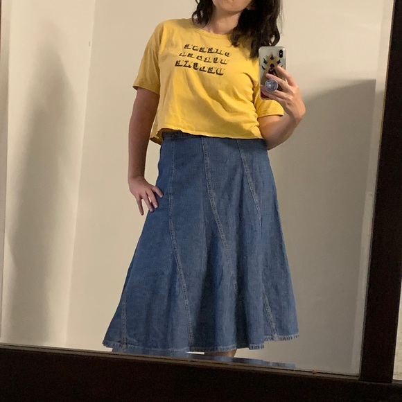 Yellow denim skirt 90s Clearance